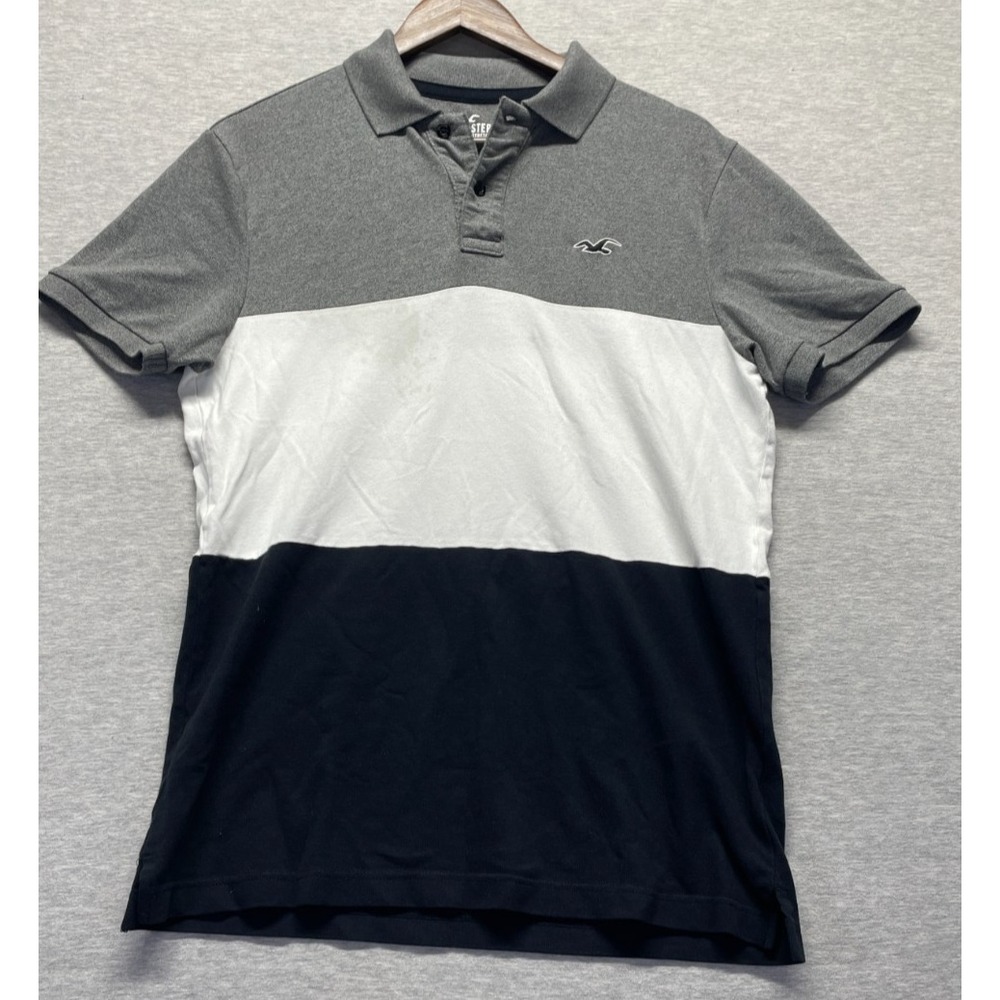Hollister Advanced Stretch Polo Shirt Men Medium Multicolor Colorblock Logo Golf